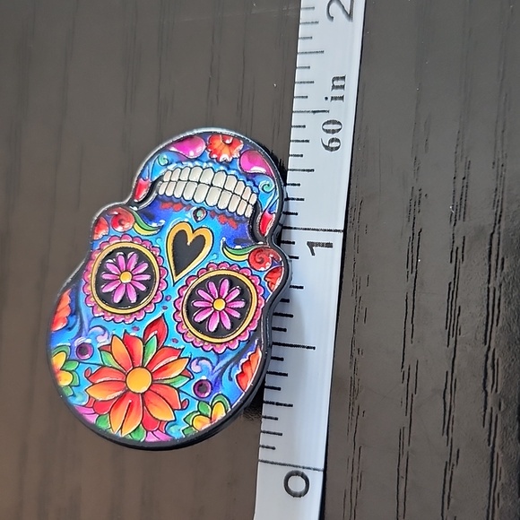 Colorful Sugar Skull Enamel Pin - Picture 3 of 4